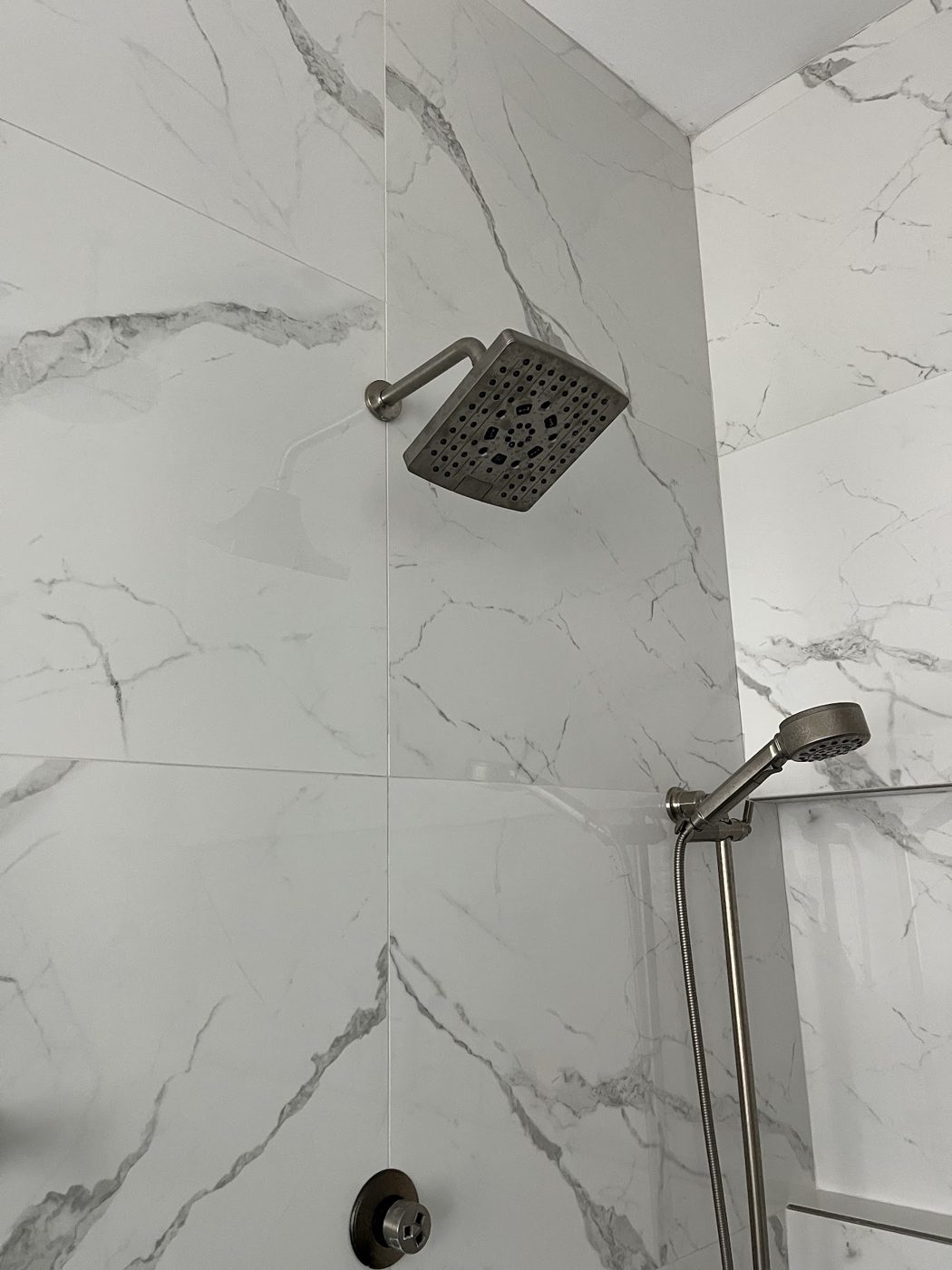 New tiled shower with rain head